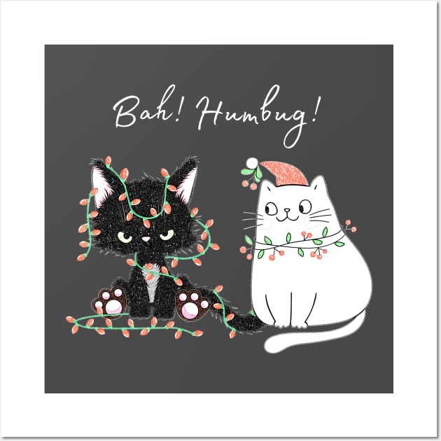 Bah Humbug Holiday Cats Wall Art by Whiskers and Wings